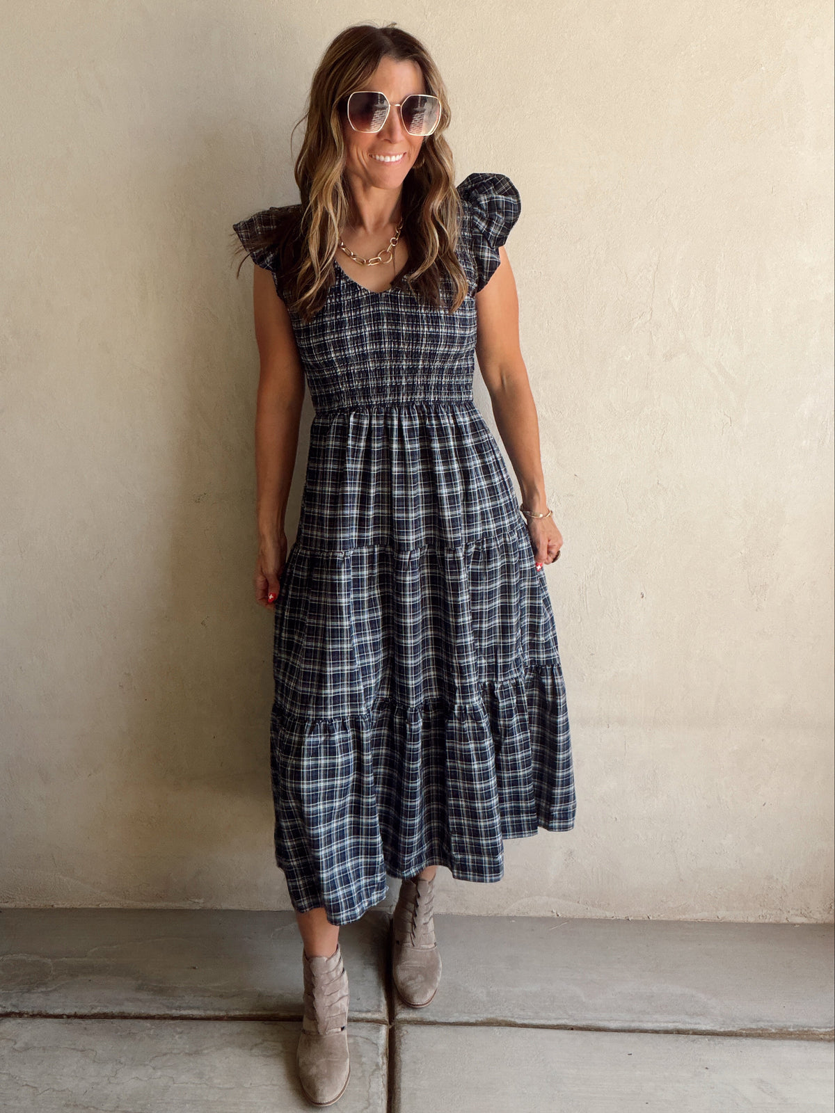 Emma Dress in Blue Plaid