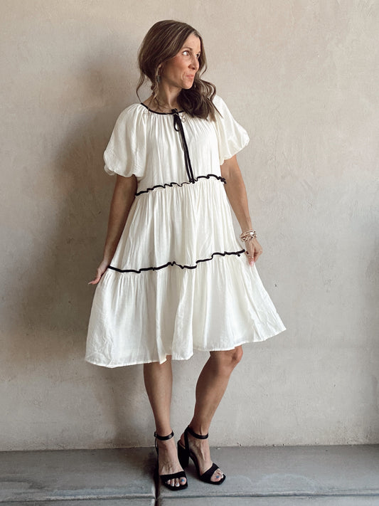 Katie Tiered Dress in Ivory