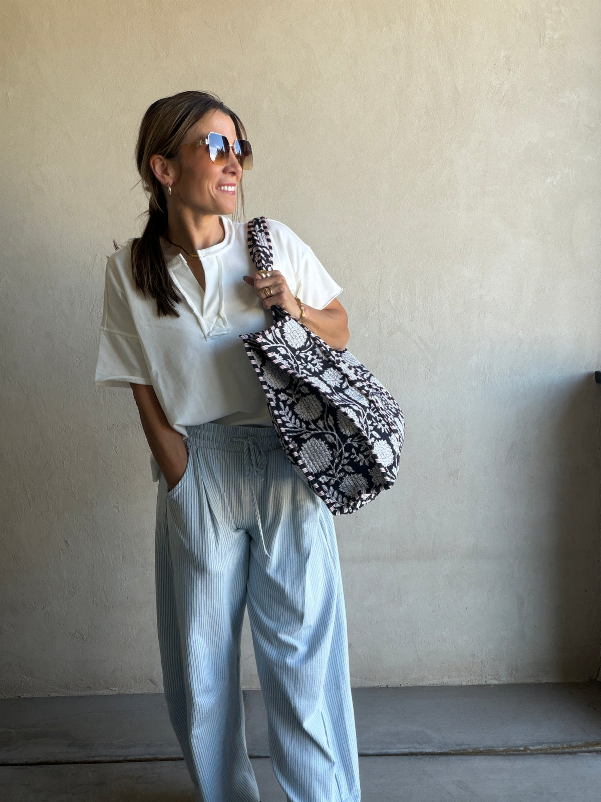 Mindee Quilted Bag – Black & White