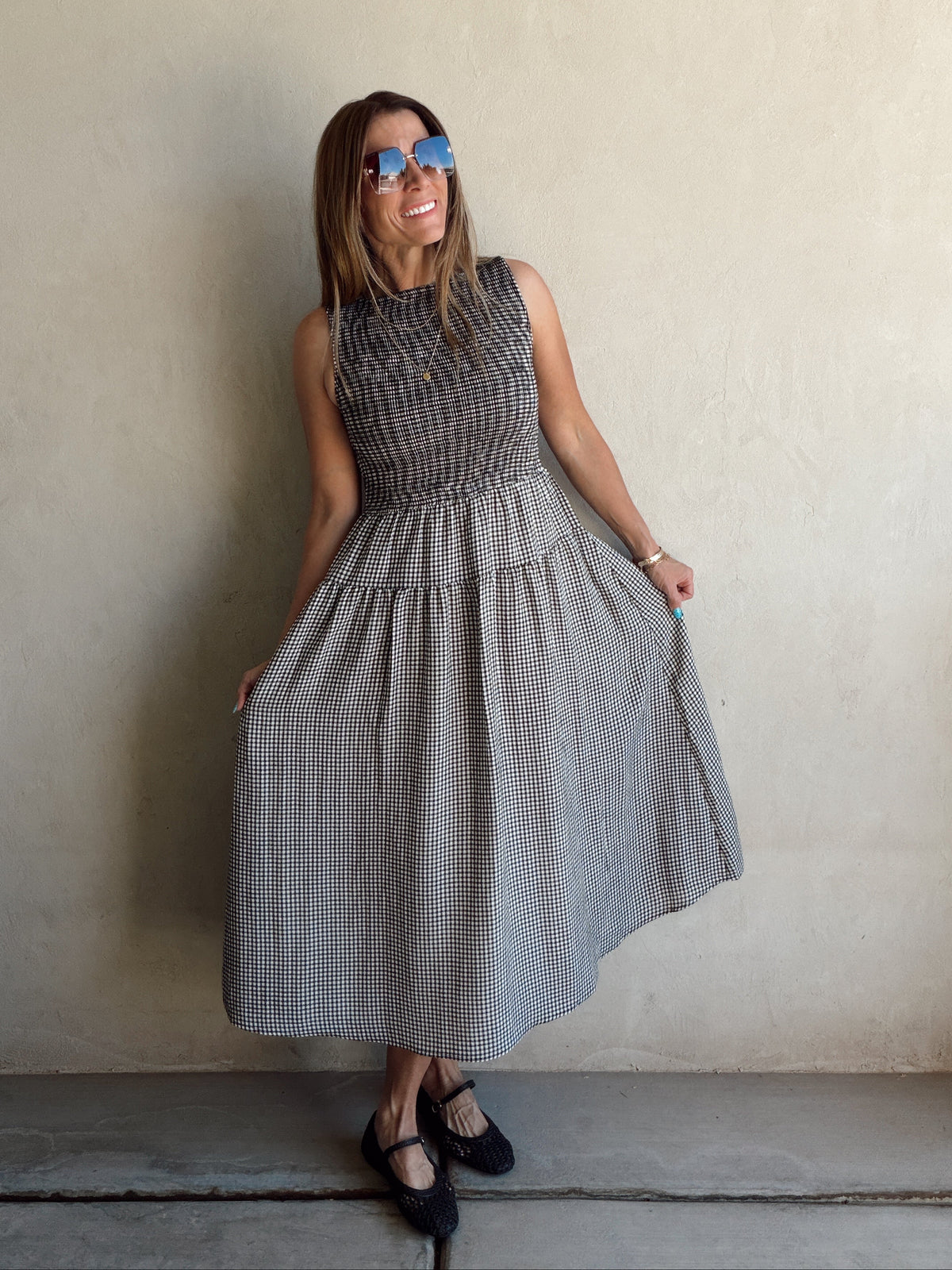 Denise Dress in Gingham Dress in Black & White