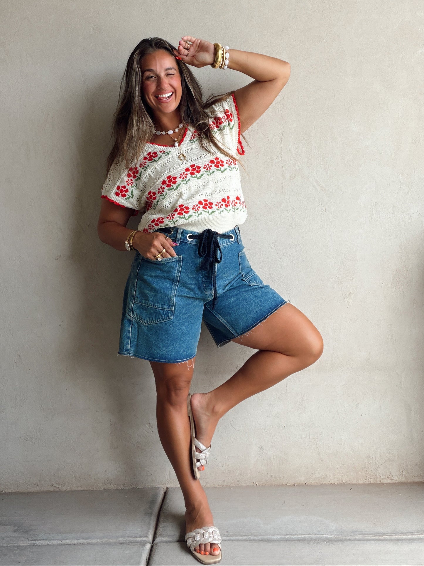 Kendall Floral Top in Cream Floral