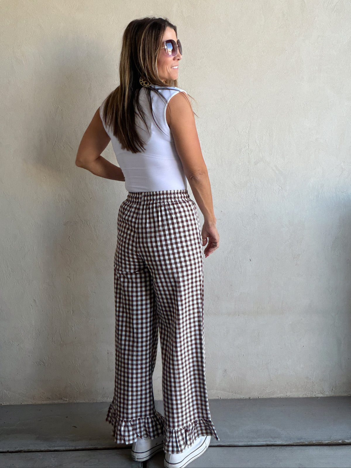 Ginger Gingham Pants in Brown & Ivory