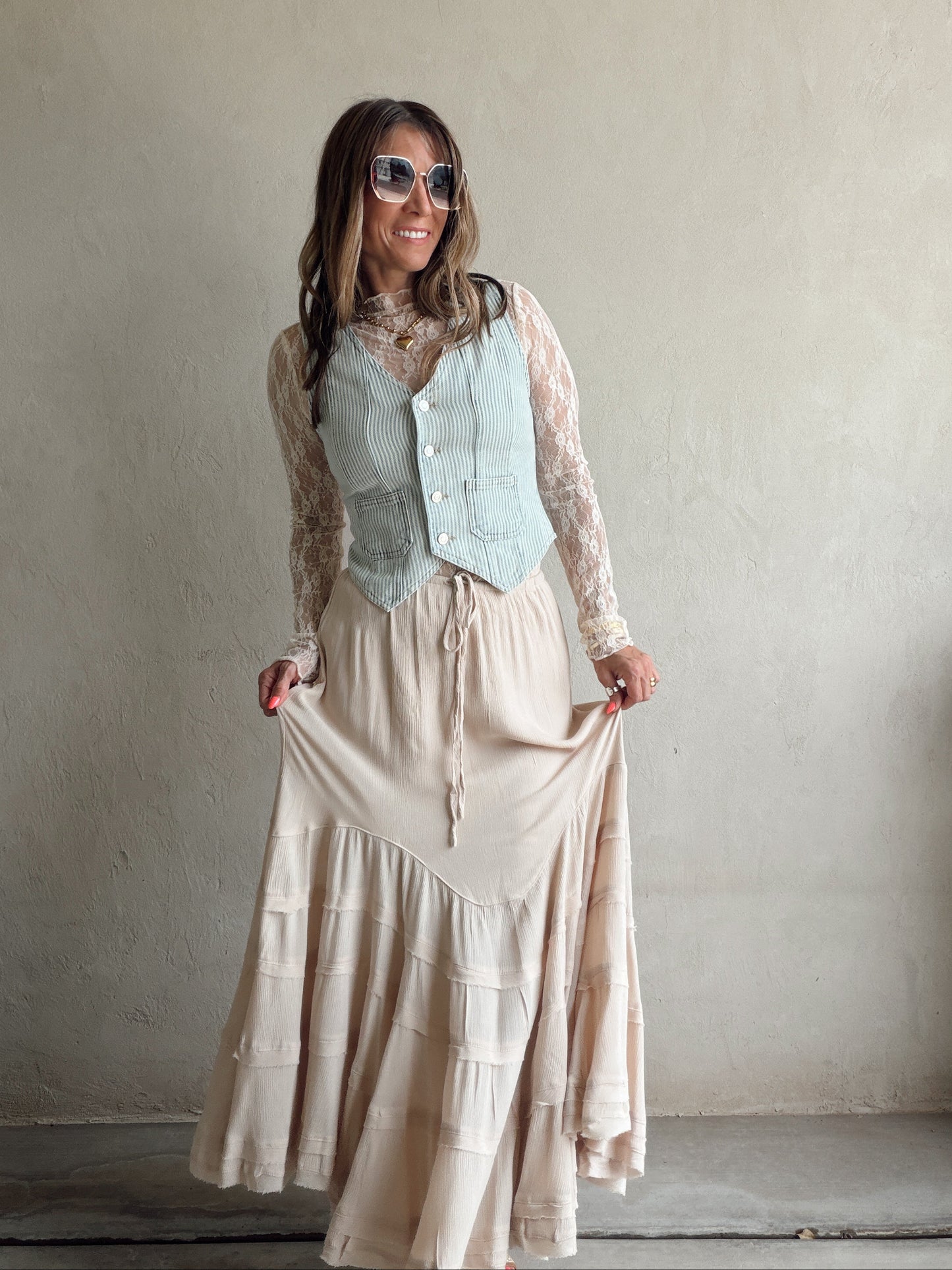 Ally Vest in Denim Stripe
