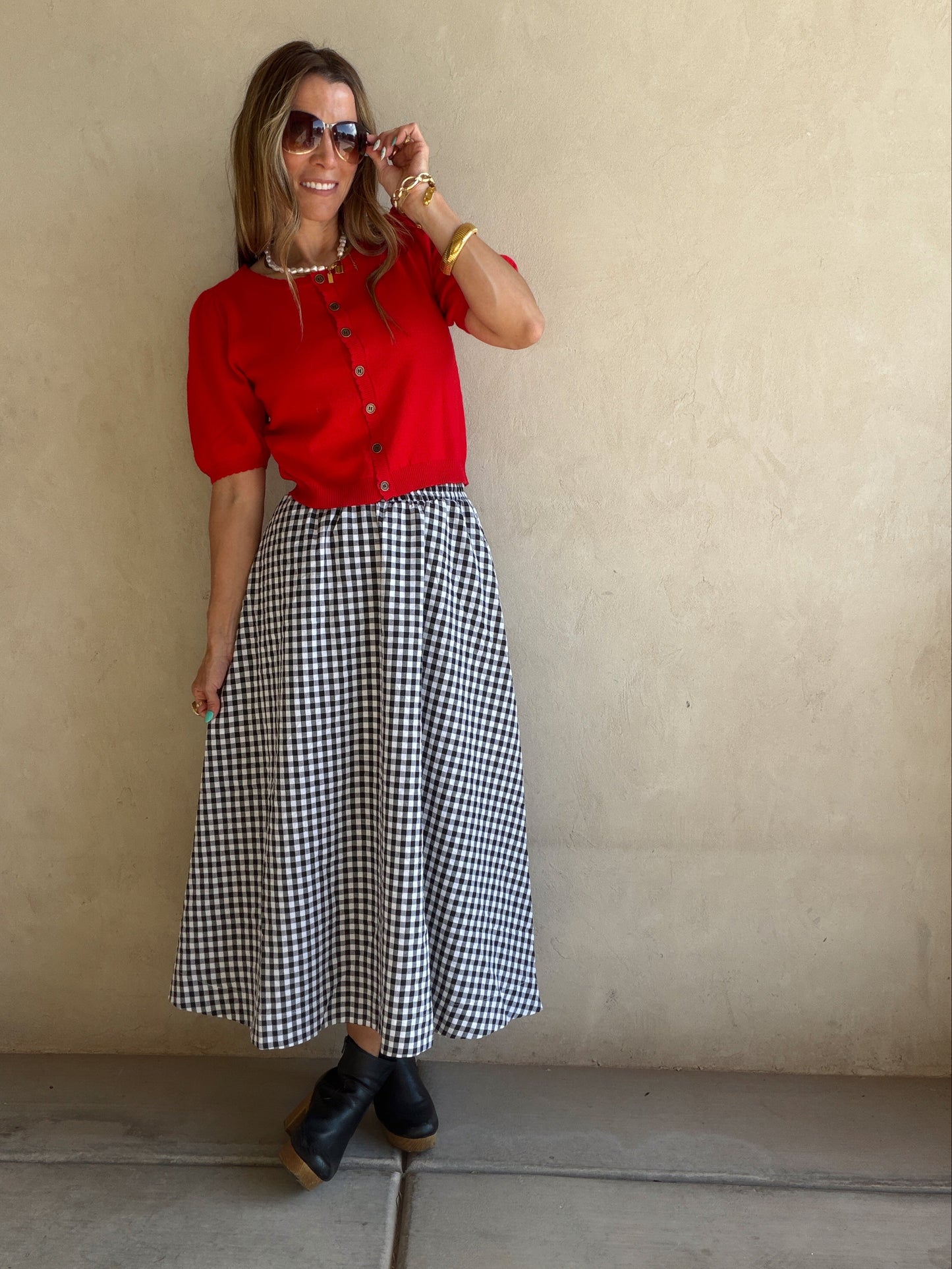 Gingham Skirt in Black & White