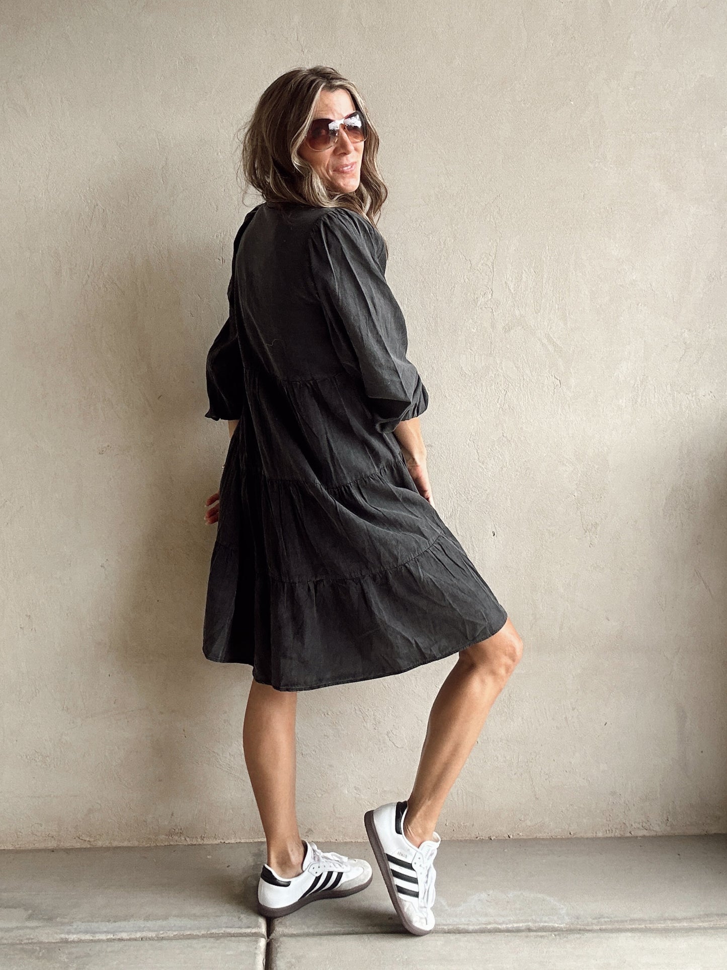 Kenlee Tiered Dress in Black