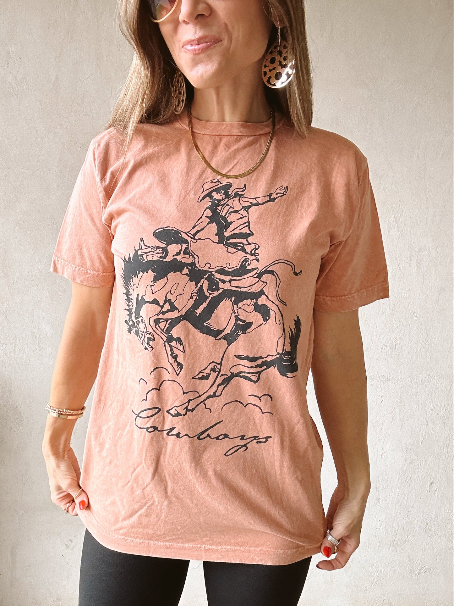 Cowboy Tee in Acid Wash Rust