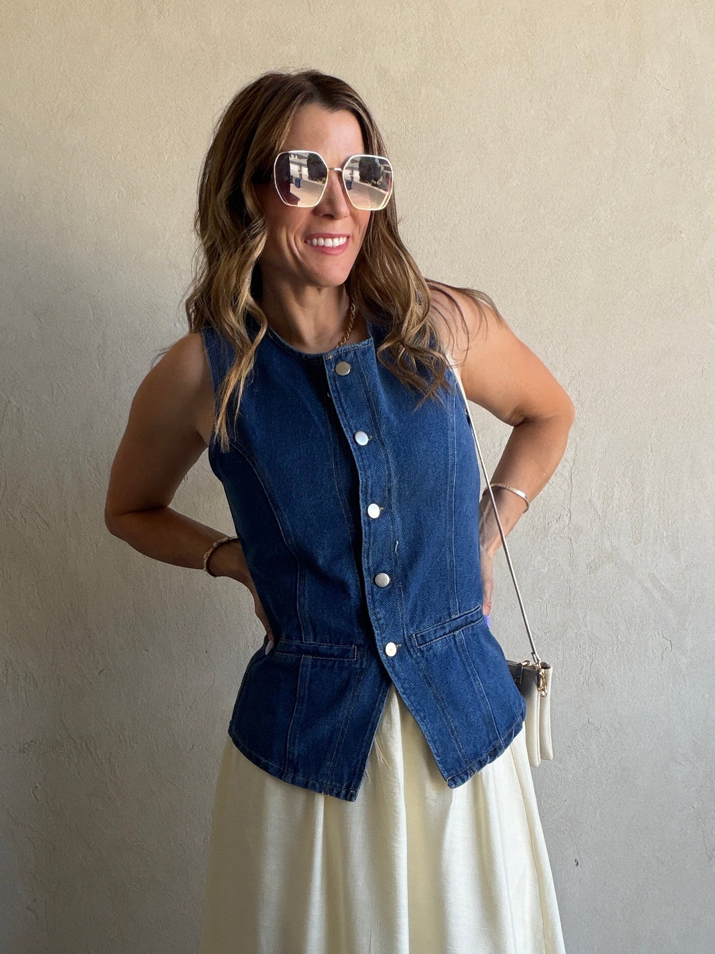 Nat Vest in Dark Denim