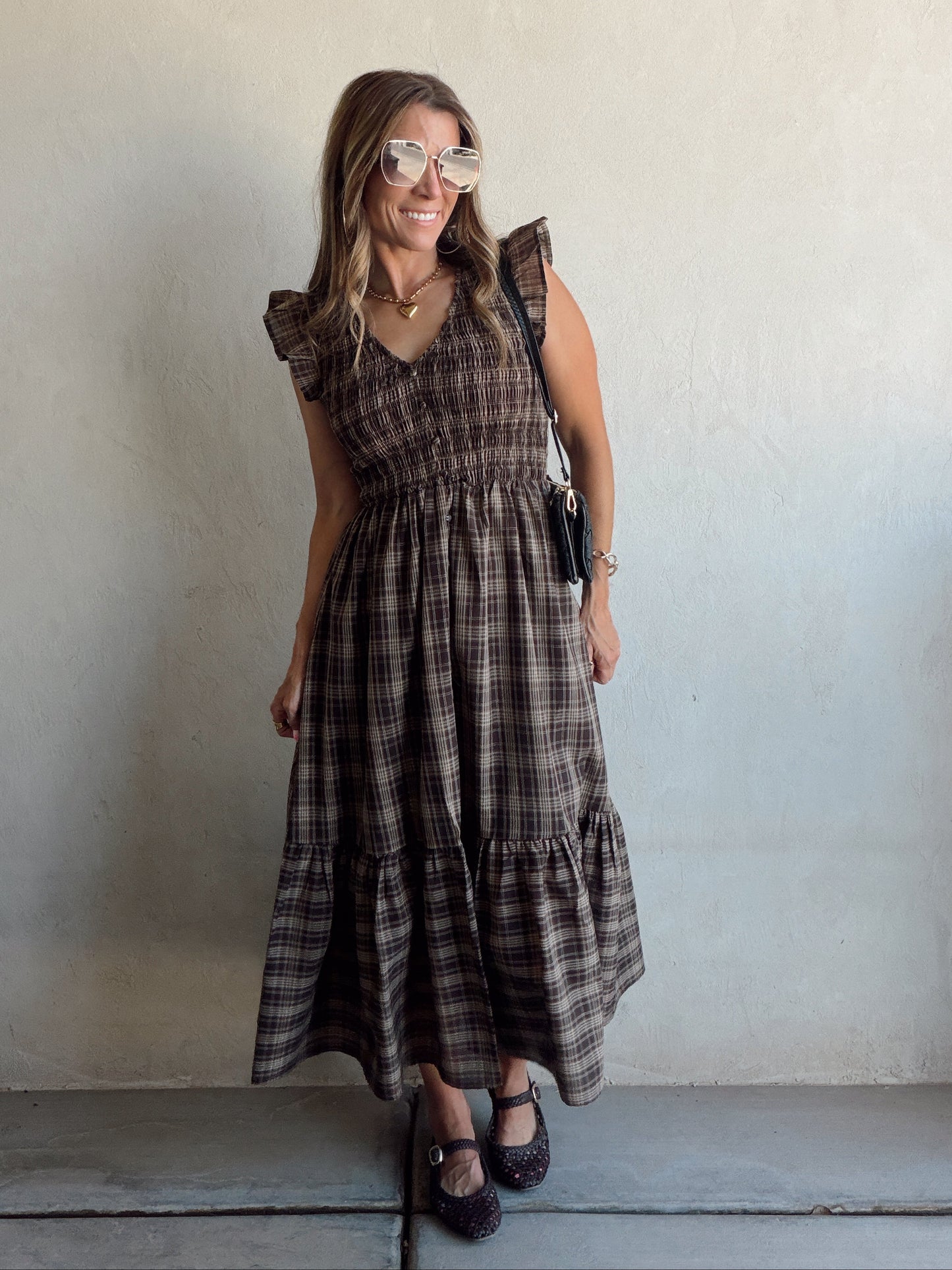 Kenna Dress in Chocolate & Black Plaid