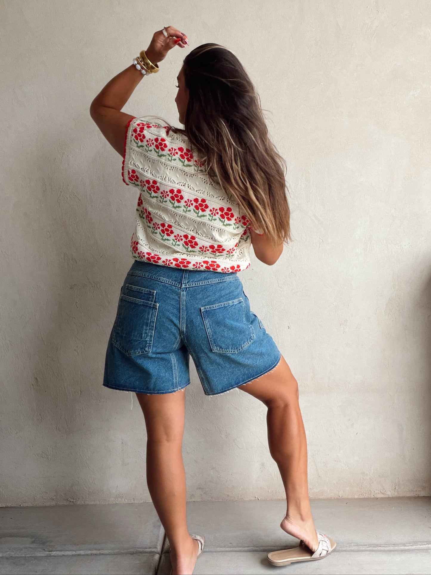 Kendall Floral Top in Cream Floral