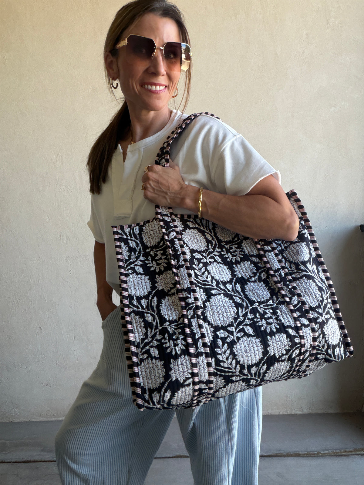 Mindee Quilted Bag – Black & White