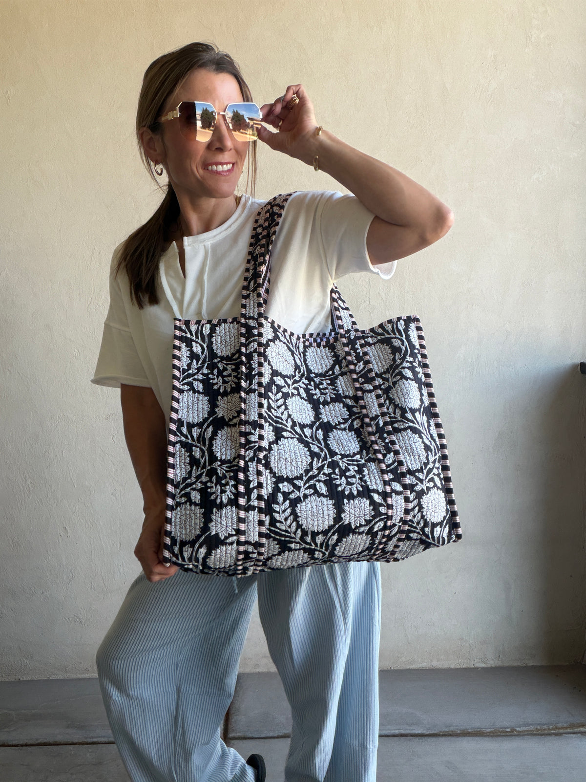 Mindee Quilted Bag – Black & White