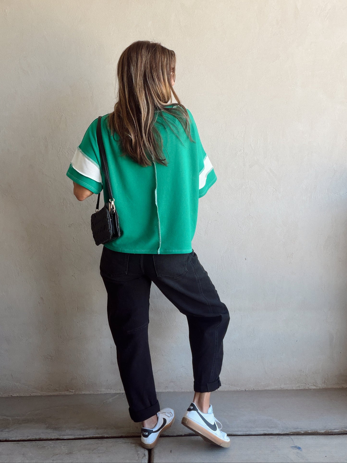 Sienna Striped Tee in Green & White