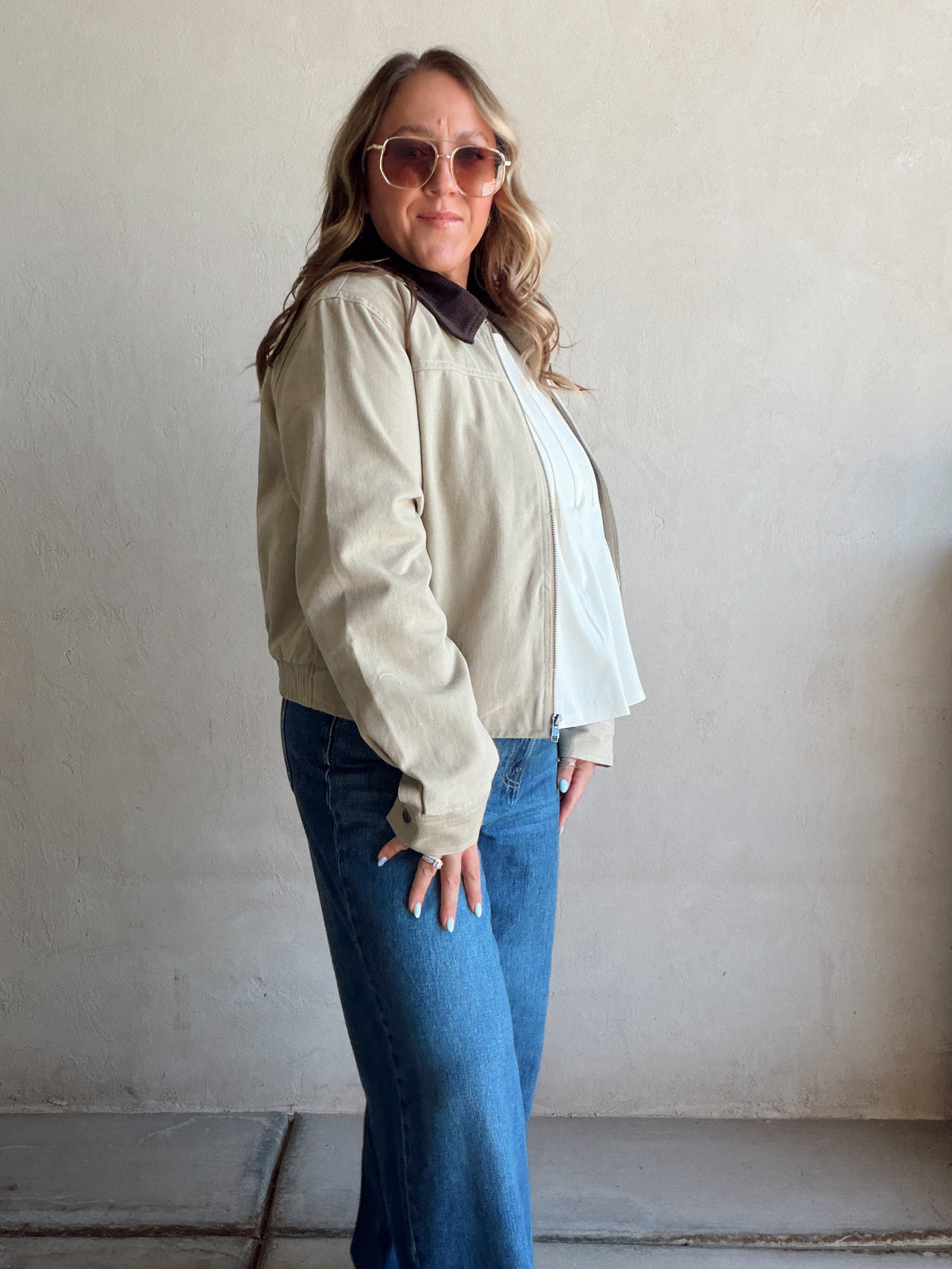 Emma Barn Cropped Jacket in Khaki