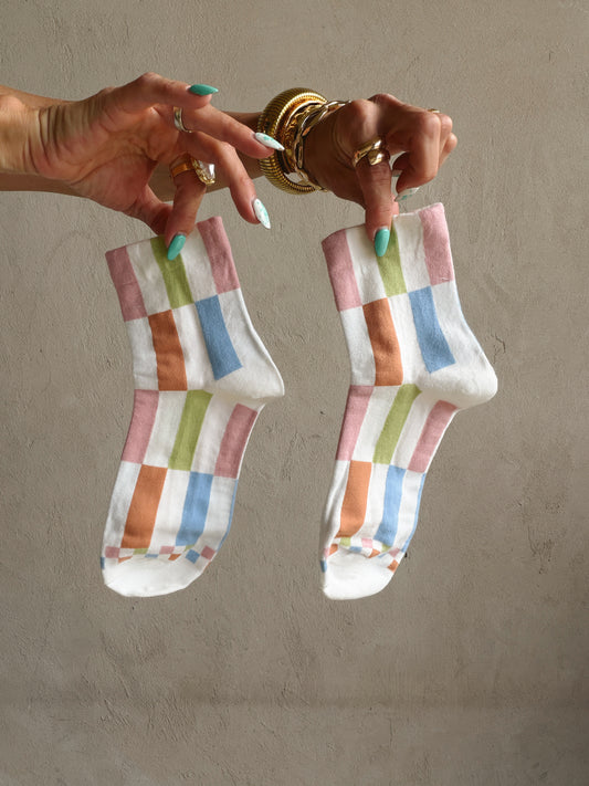 Geometric Socks in White