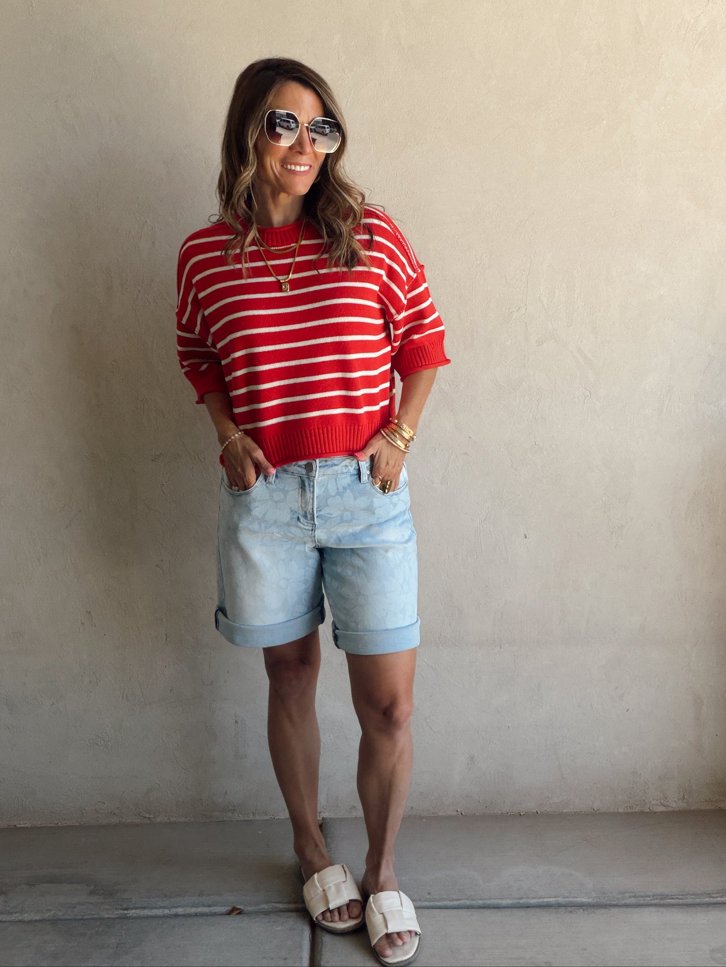 Willow Striped Top in Red