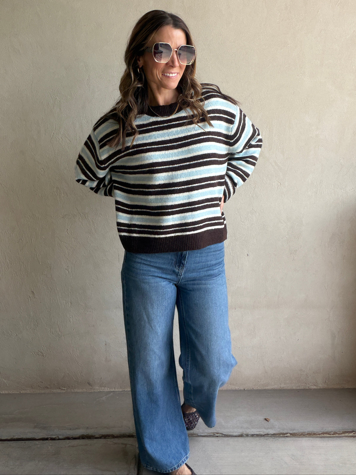 Beth Striped Sweater in Brown
