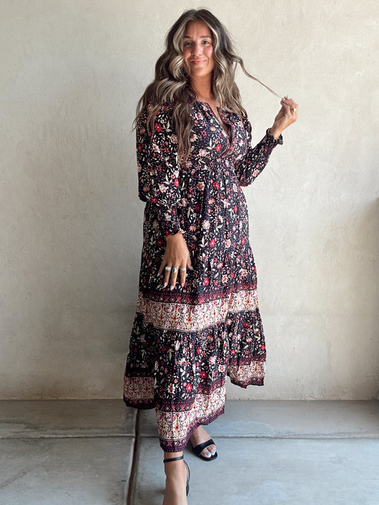 Maggie Border Print Maxi Dress