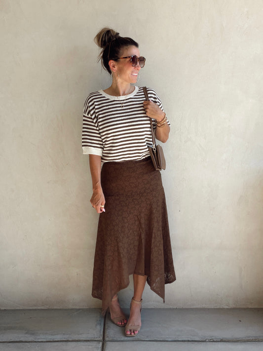 Lachelle Lace Skirt in Brown
