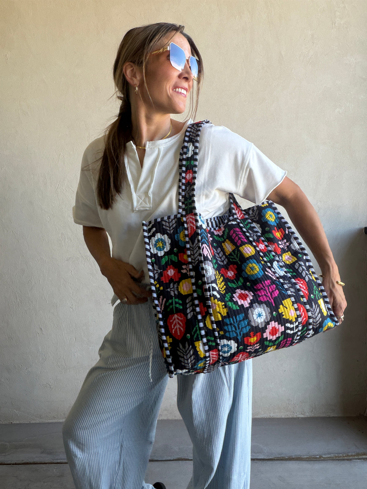 Mindee Quilted Bag – Black Floral