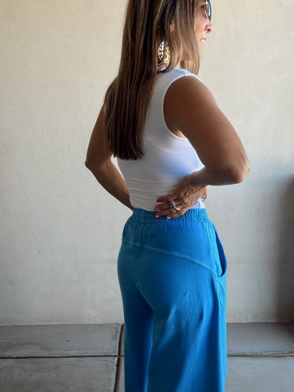 Myra Wide Leg Sweats in Bright Blue