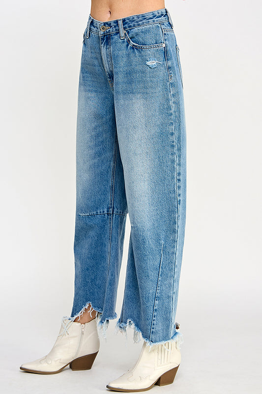 High Rise Slouchy Barrel Jeans in Dark Wash