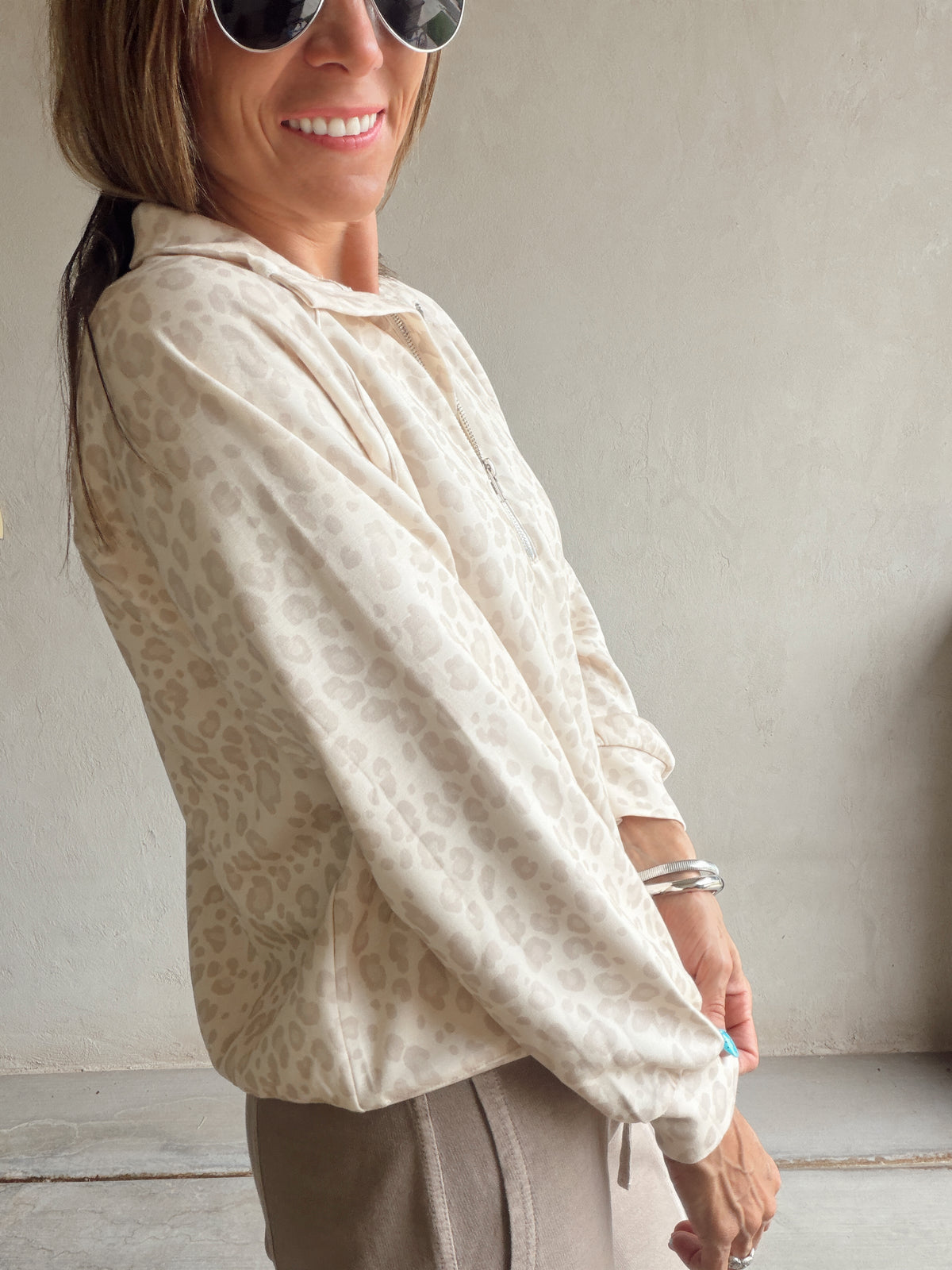 Randy Pullover in Cream Leopard