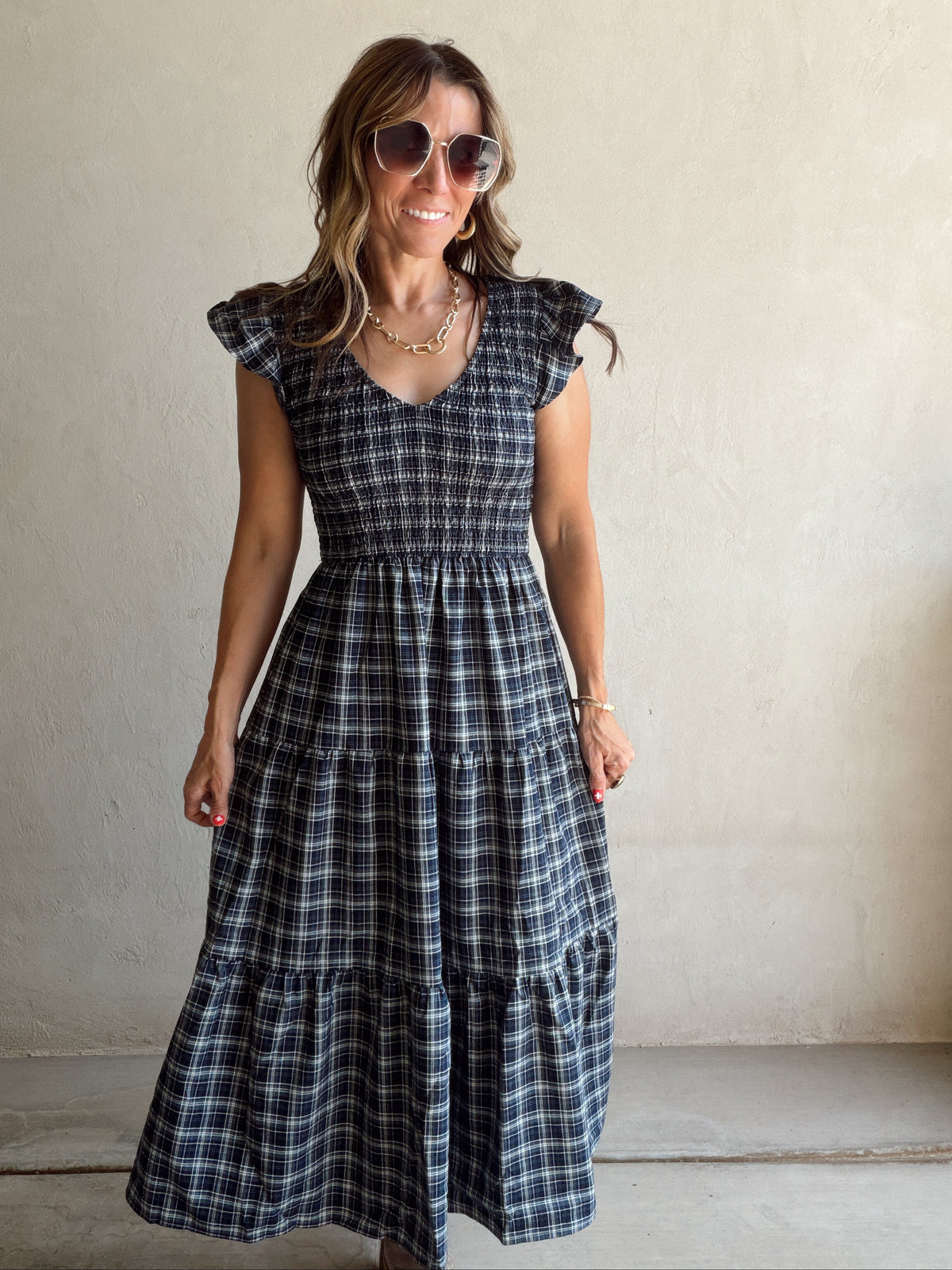 Emma Dress in Blue Plaid