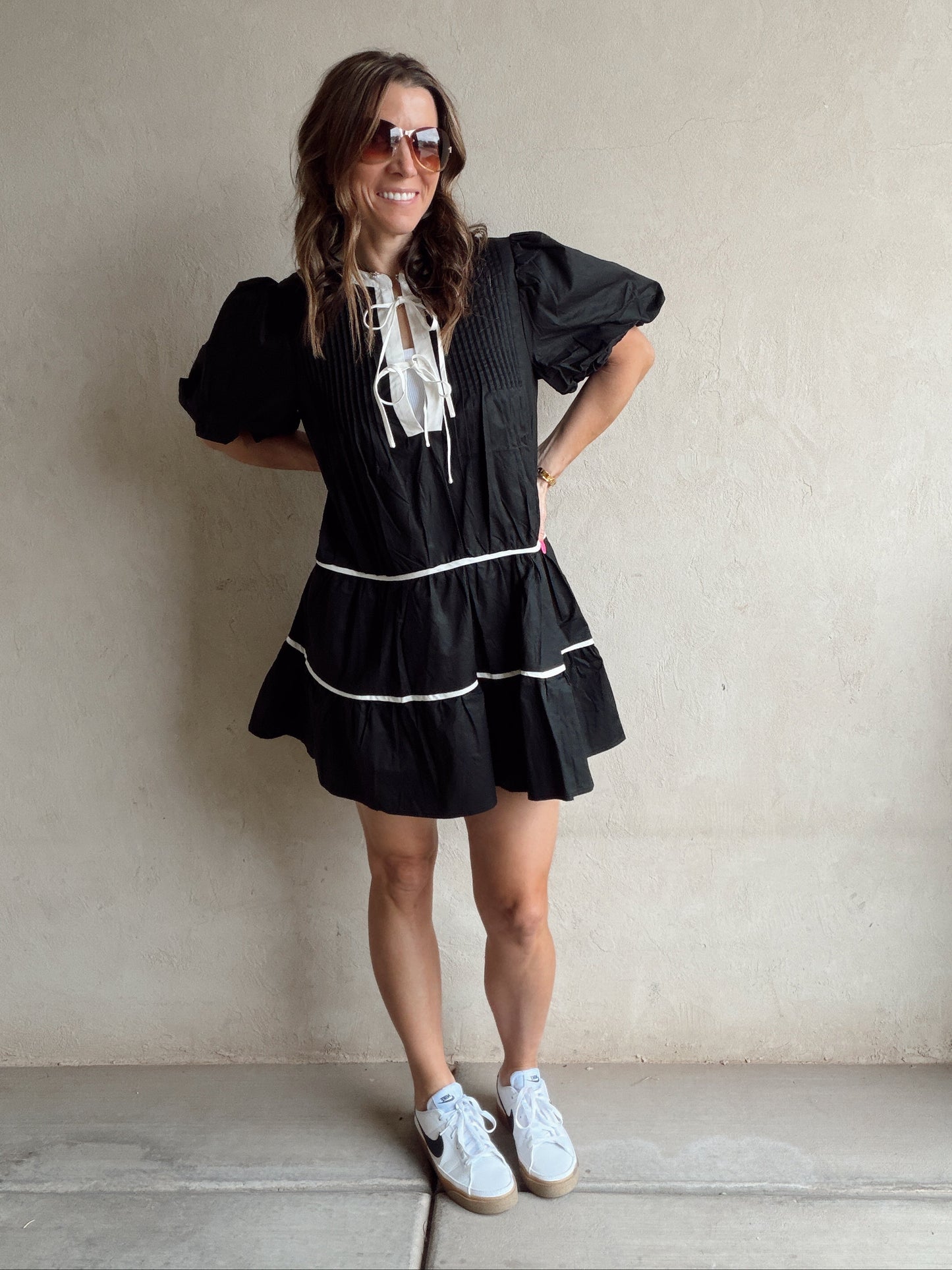 Piper Tiered Midi Dress in Black