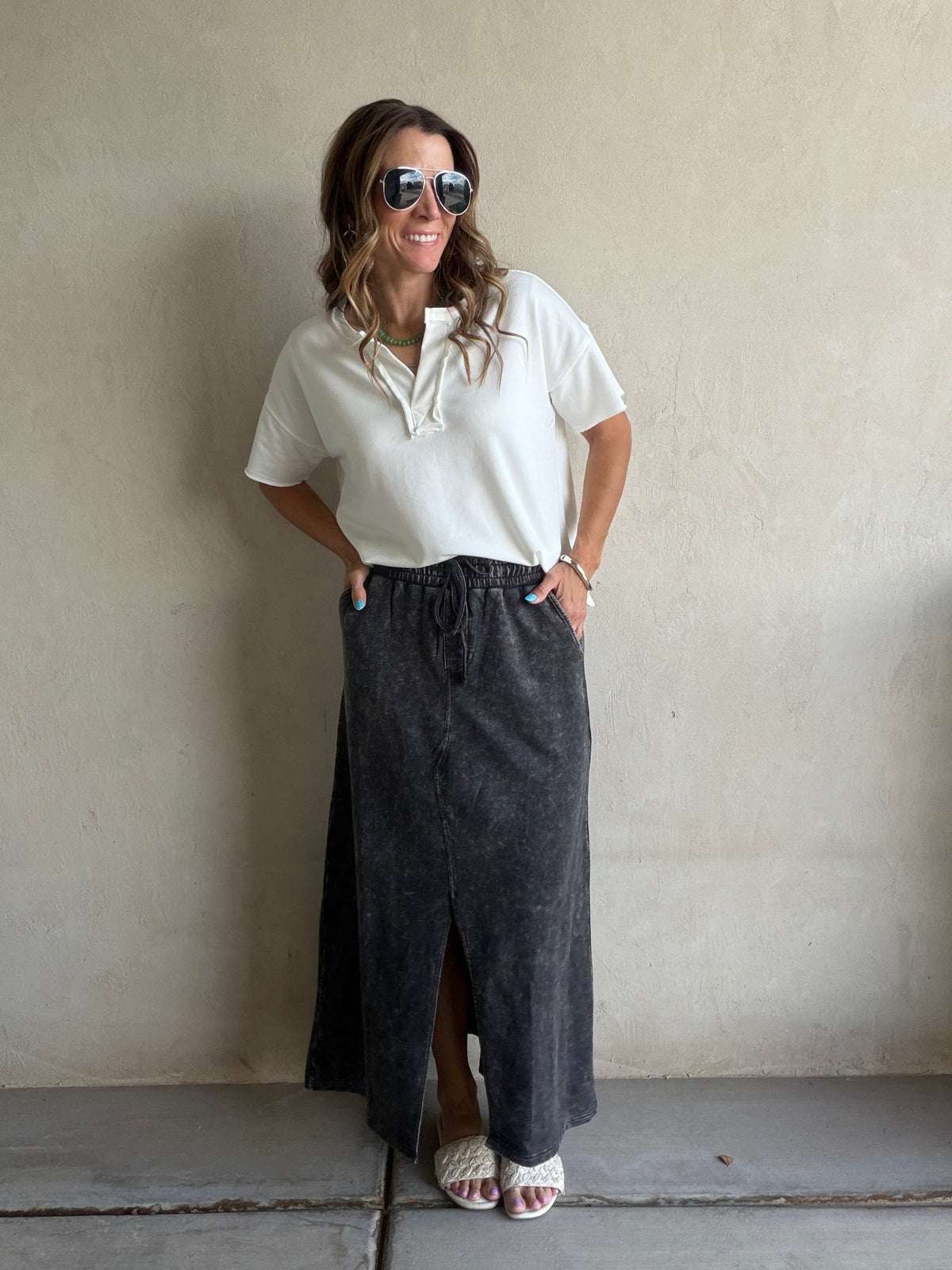 Corey Knit Skirt in Sunfade Black