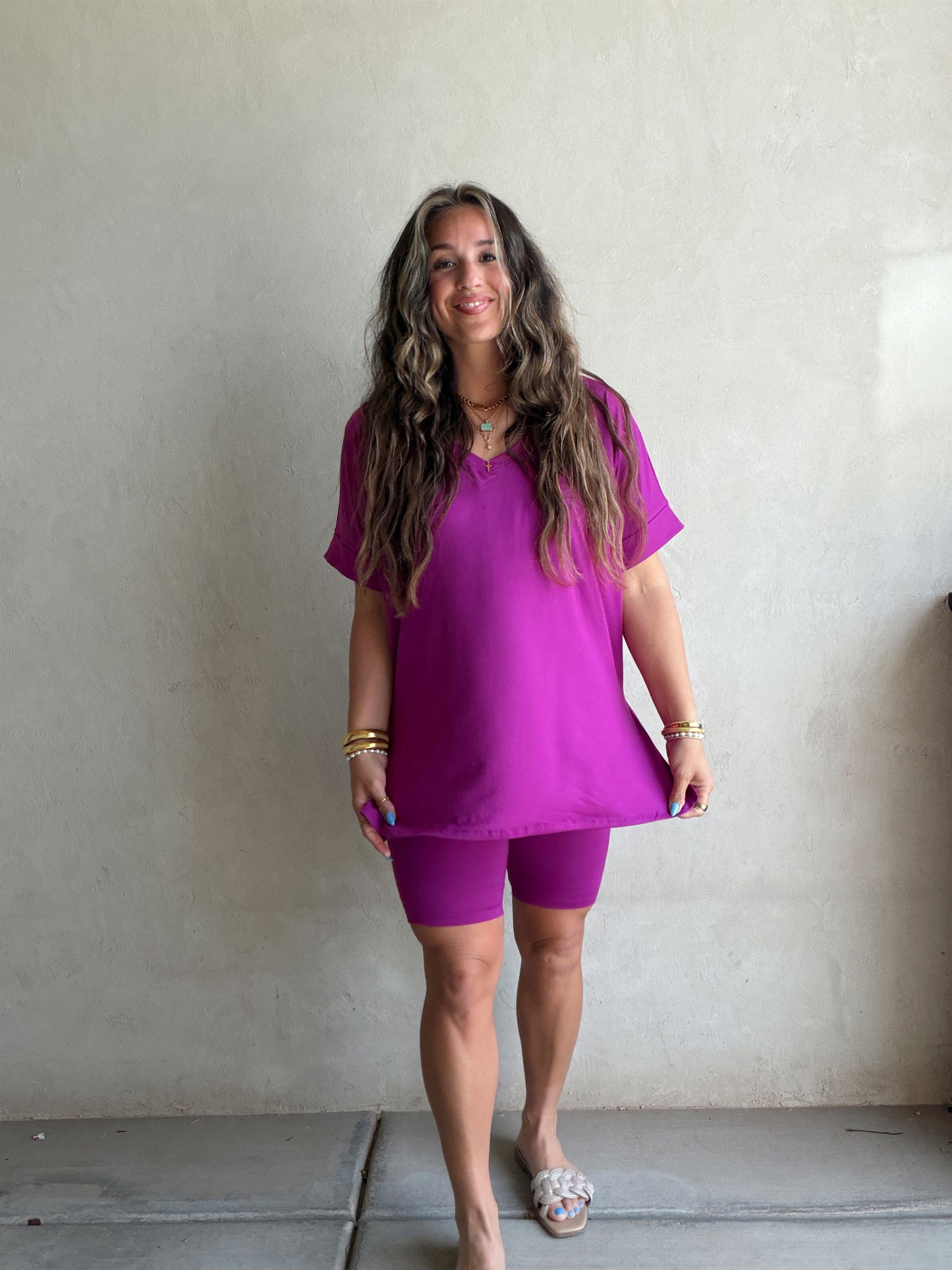 Jillian Heavenly Biker Set in Dark Magenta