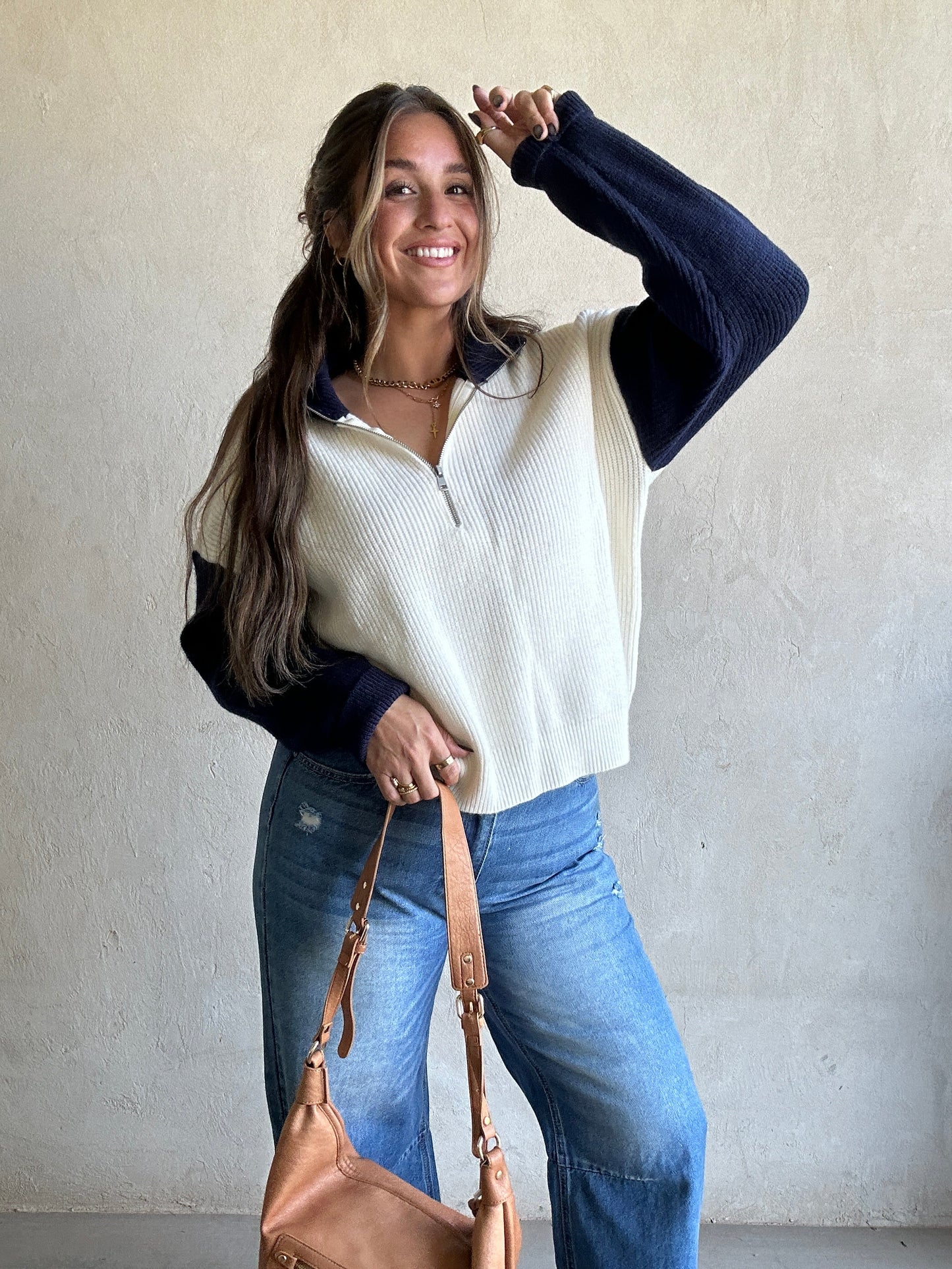 Kerianne Sweater in Navy & Cream