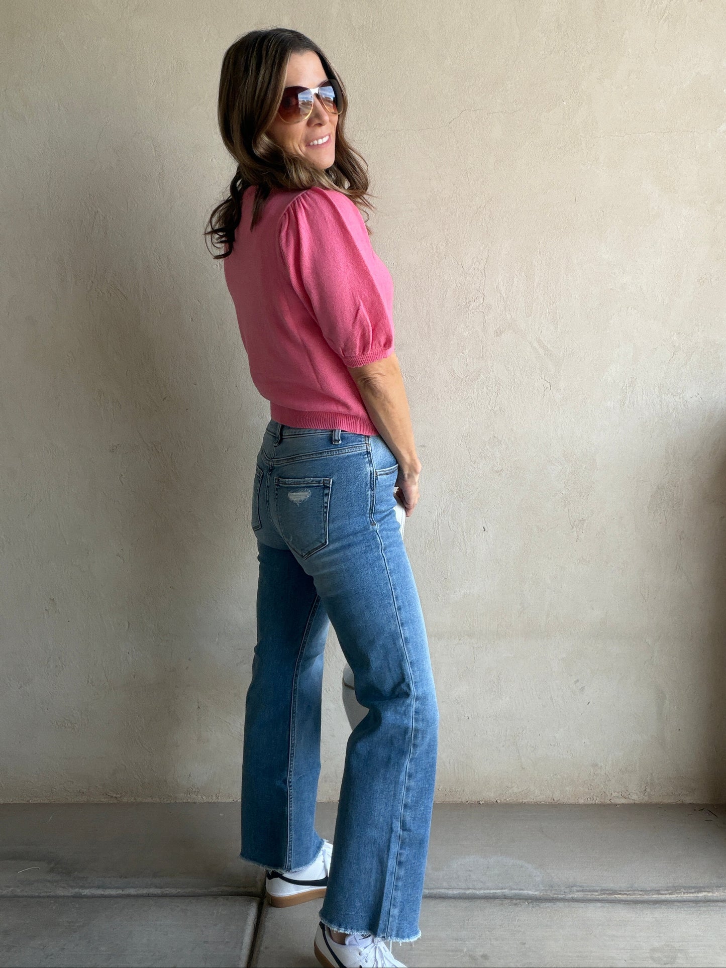 Emmie Button Down Sweater in Pink