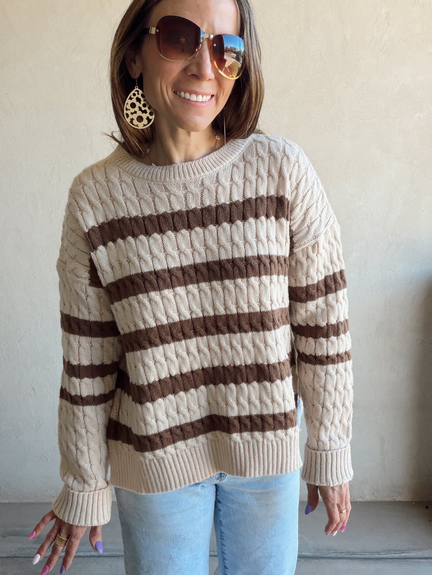 Katie Sweater in Tan & Brown