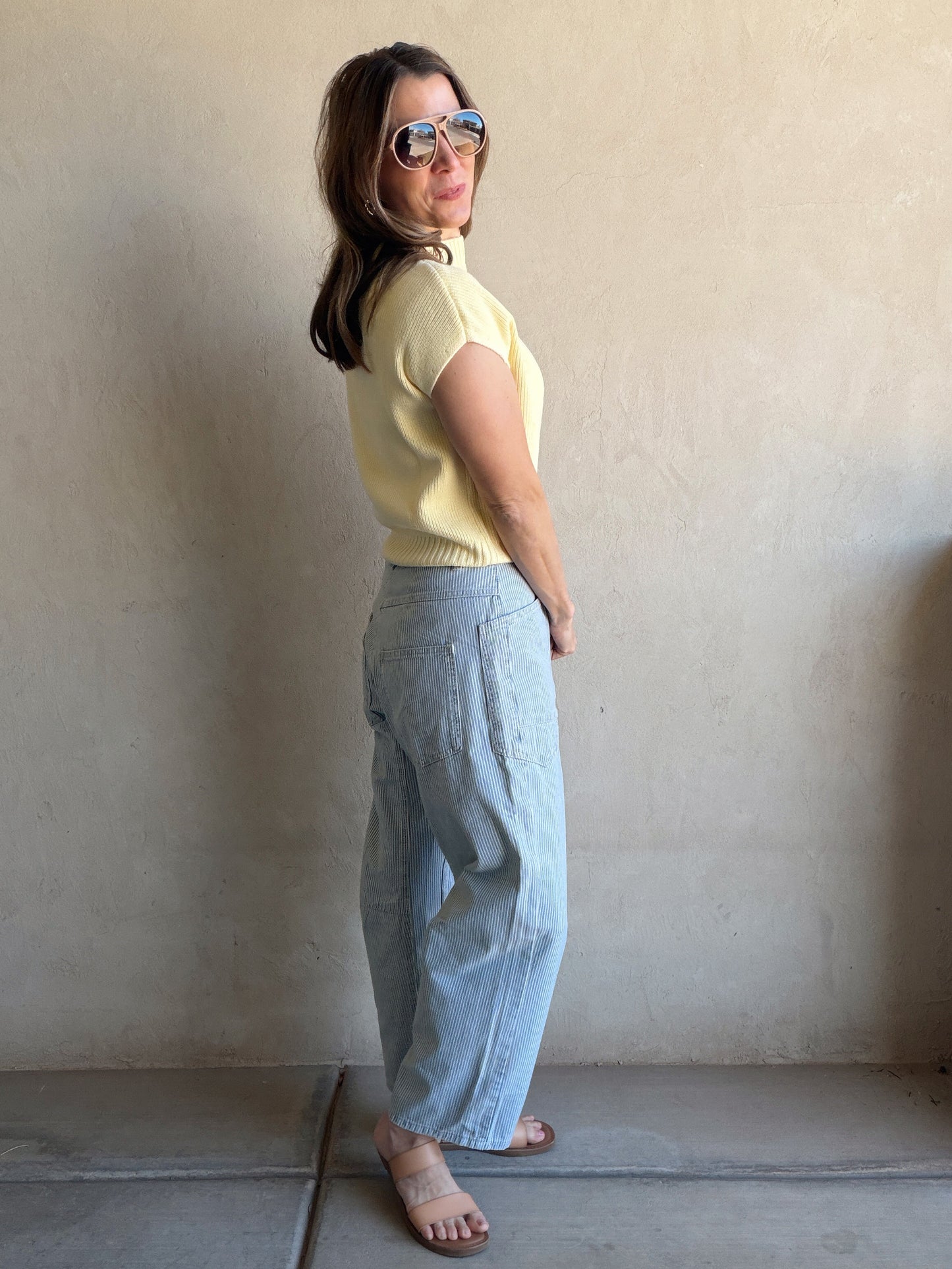 Georgia Striped Barrel Pants Blue & White