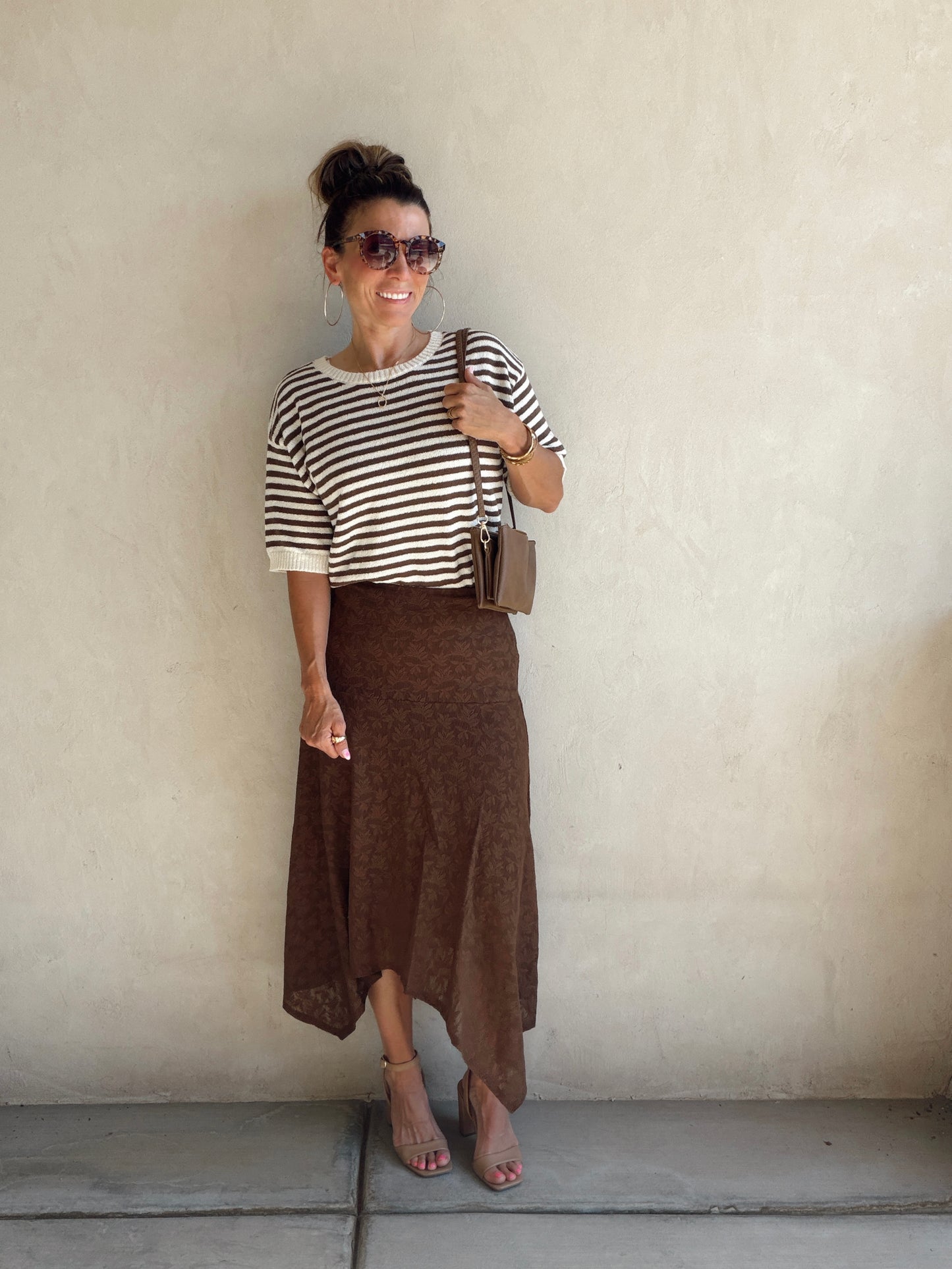 Emerald Striped Top in Chocolate & Cream