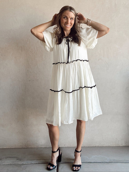 Katie Tiered Dress in Ivory