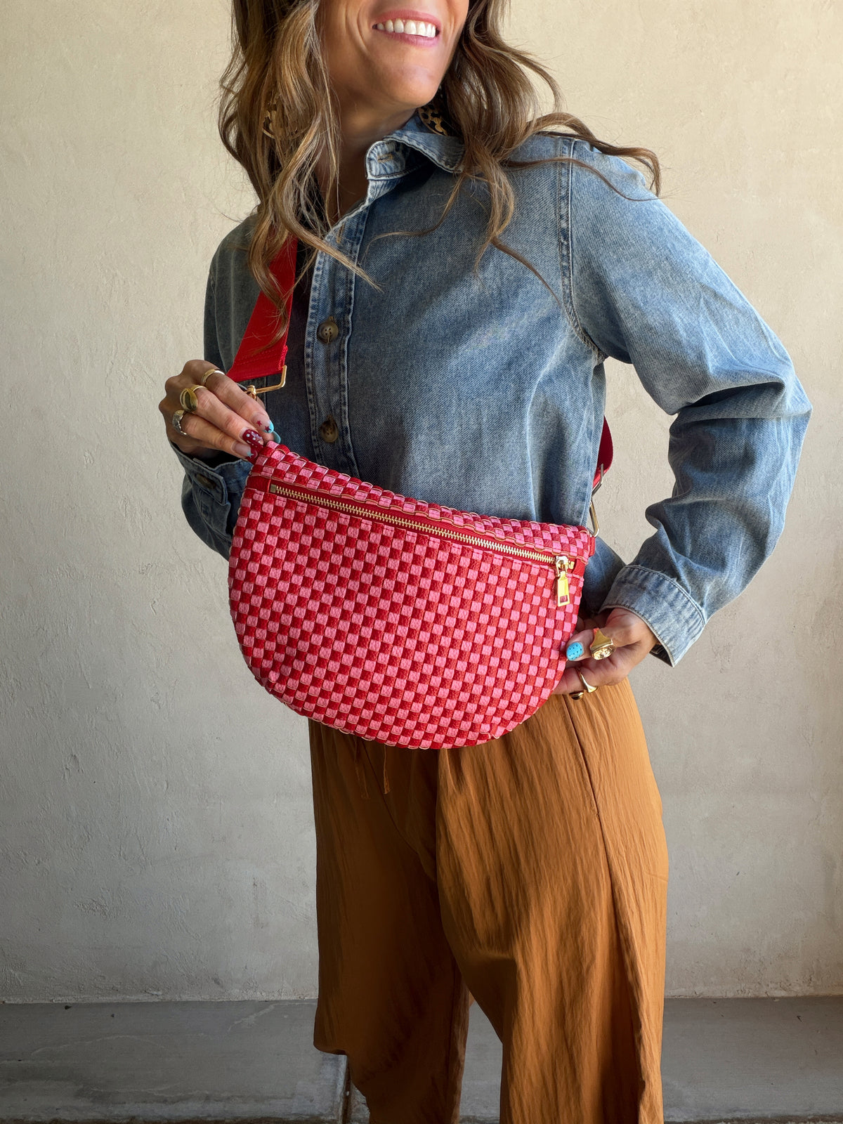 Betty Crossbody Bag in Raspberry & Pink