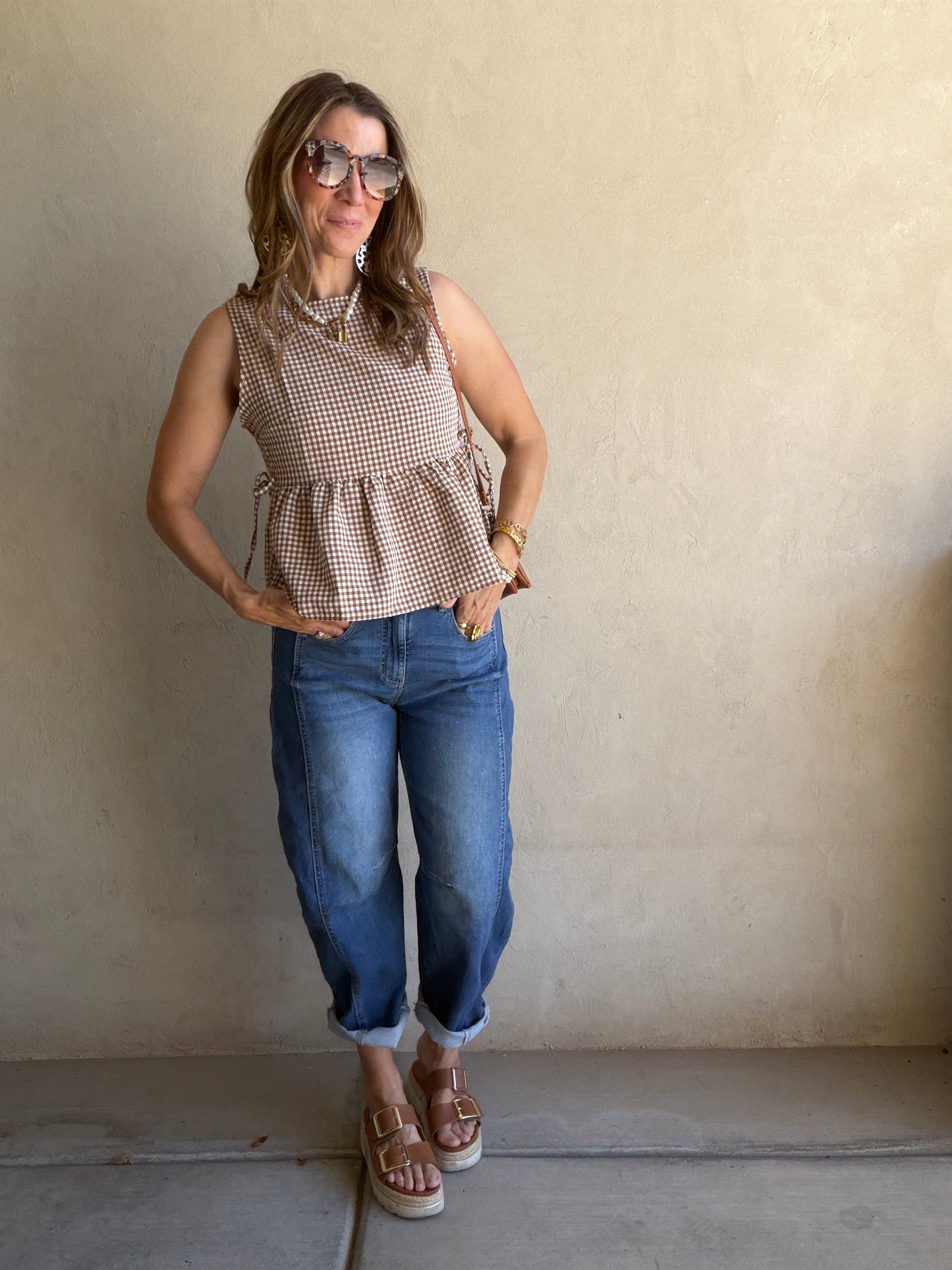 Marilyn Top in Brown Gingham