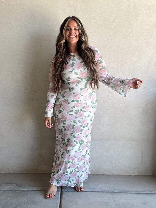 Reece Dress in Ivory Rose