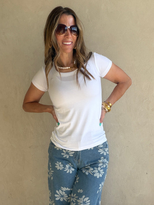 Sonny Ribbed Top in White