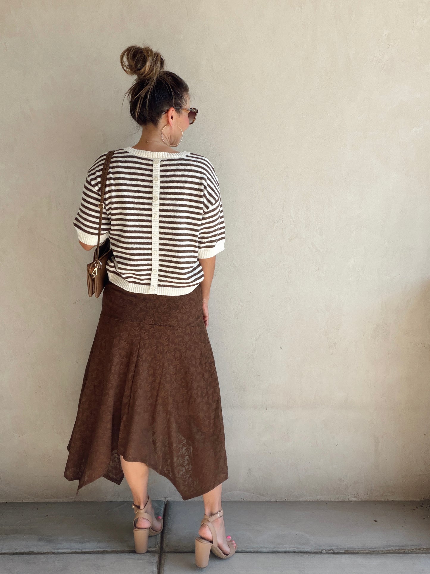Emerald Striped Top in Chocolate & Cream
