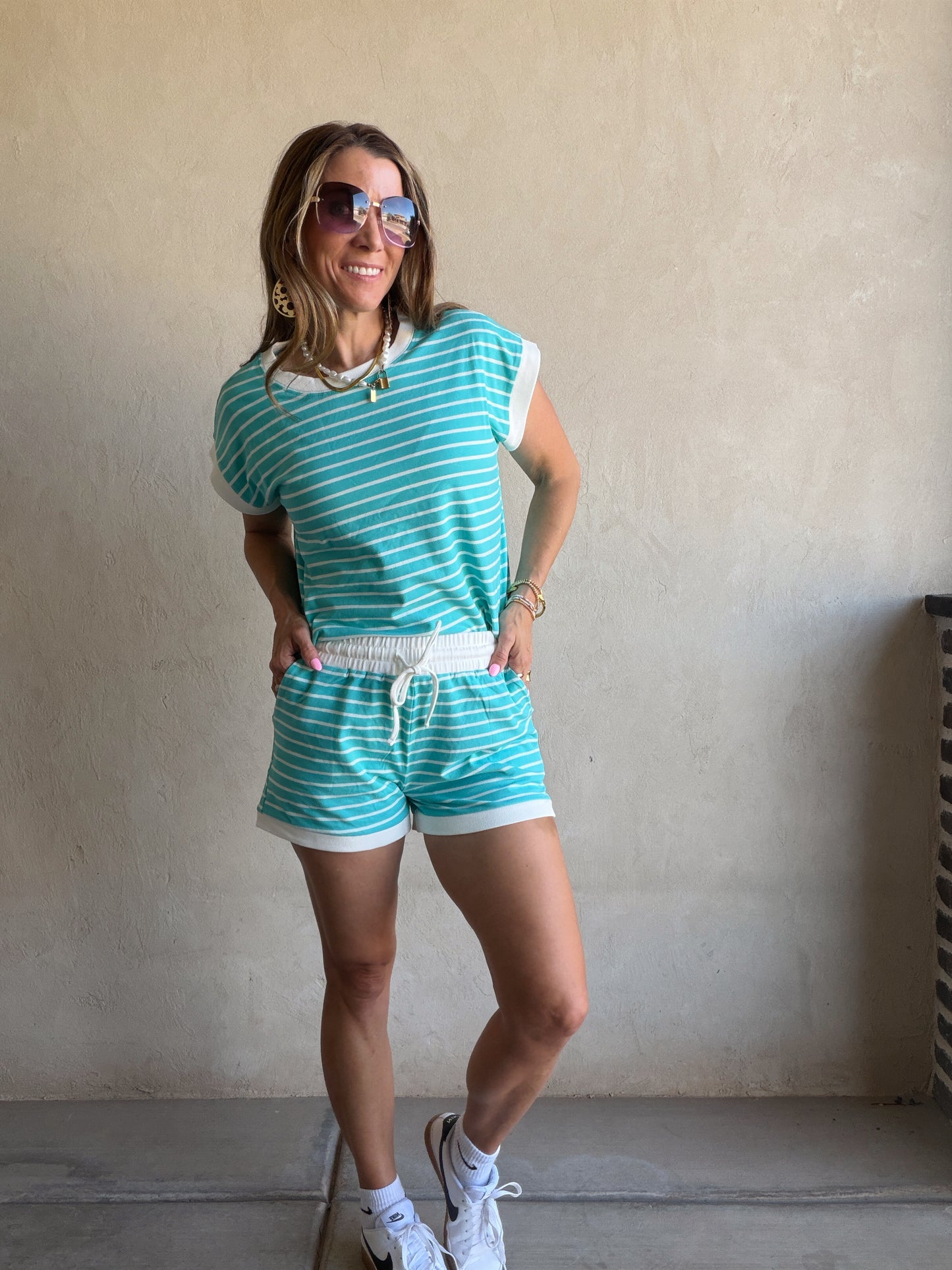 Sydney Stripe Set in Teal