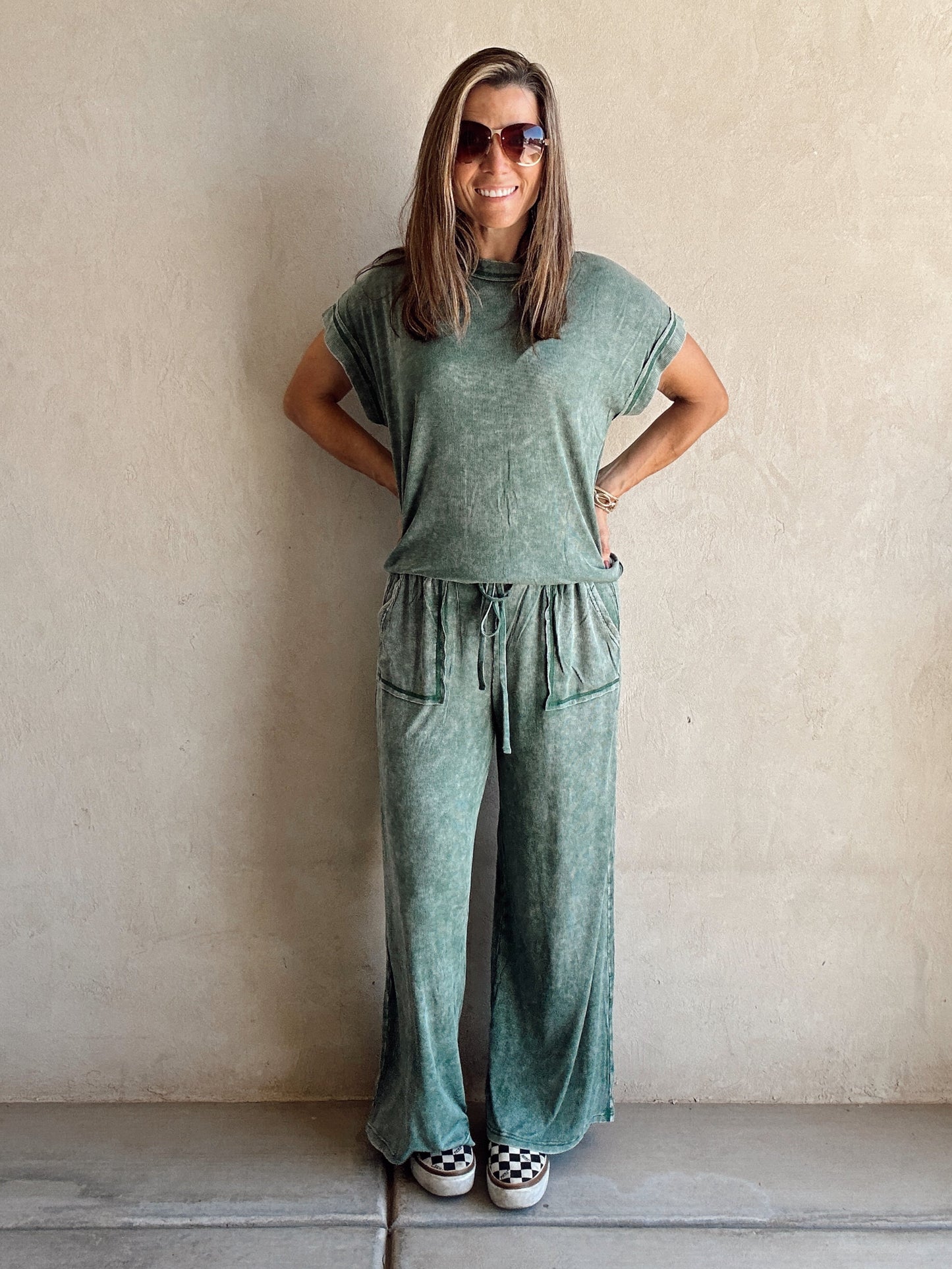Jackie Ribbed Set in Green