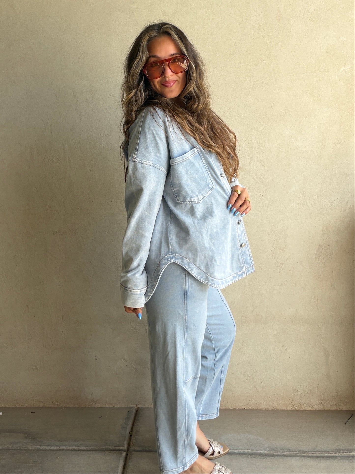 Keri Set in Acid Wash Blue