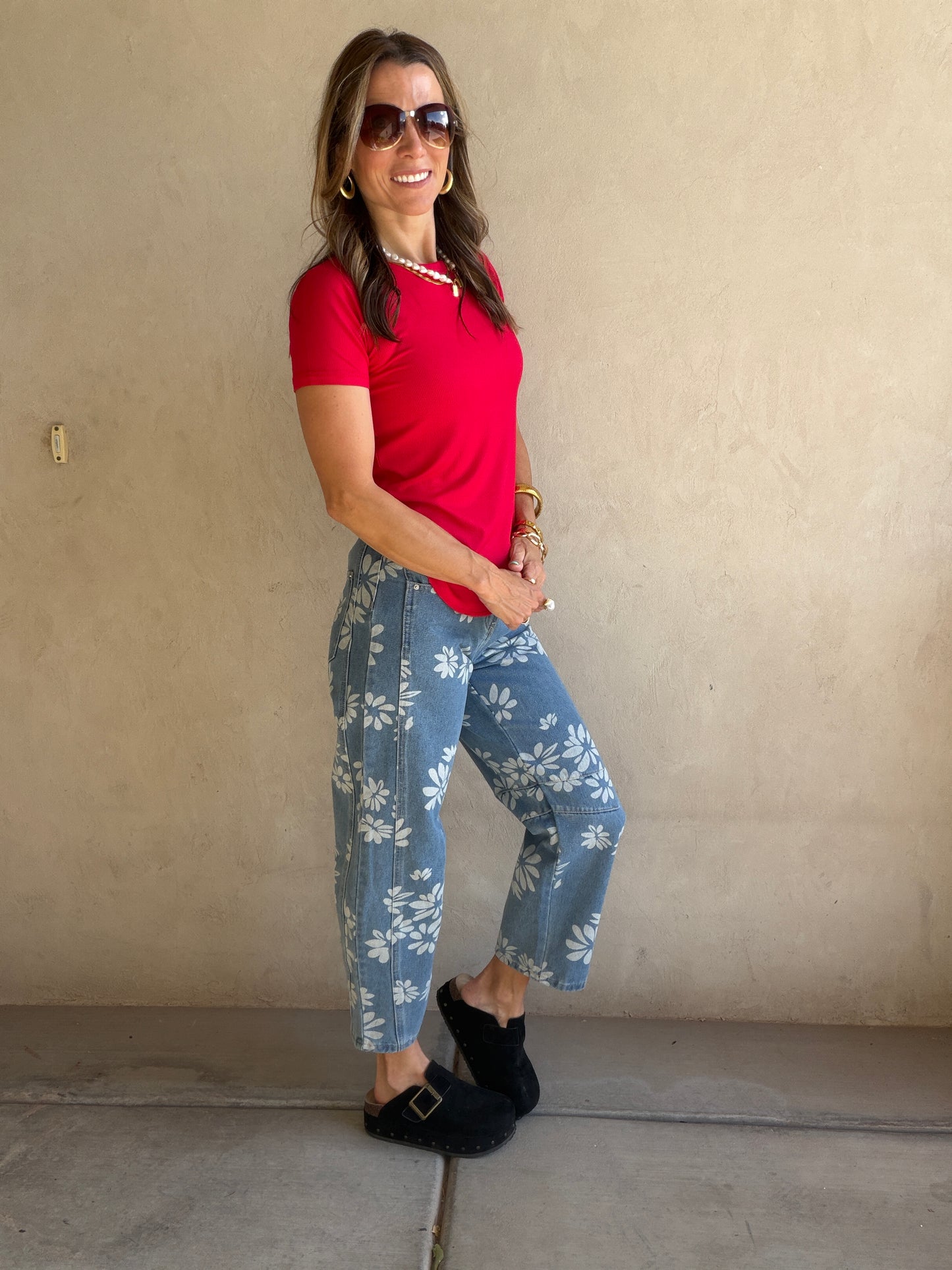 Becca Floral Jeans in Denim