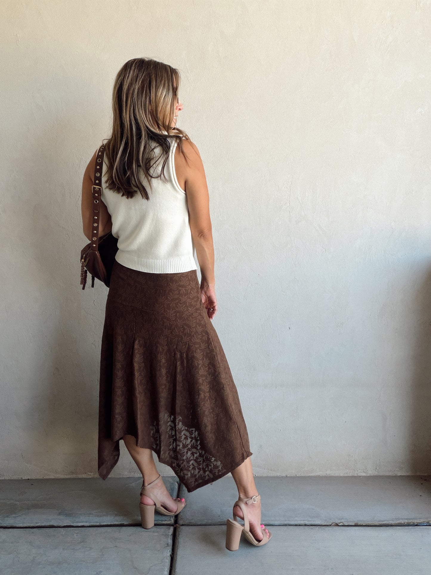 Lachelle Lace Skirt in Brown