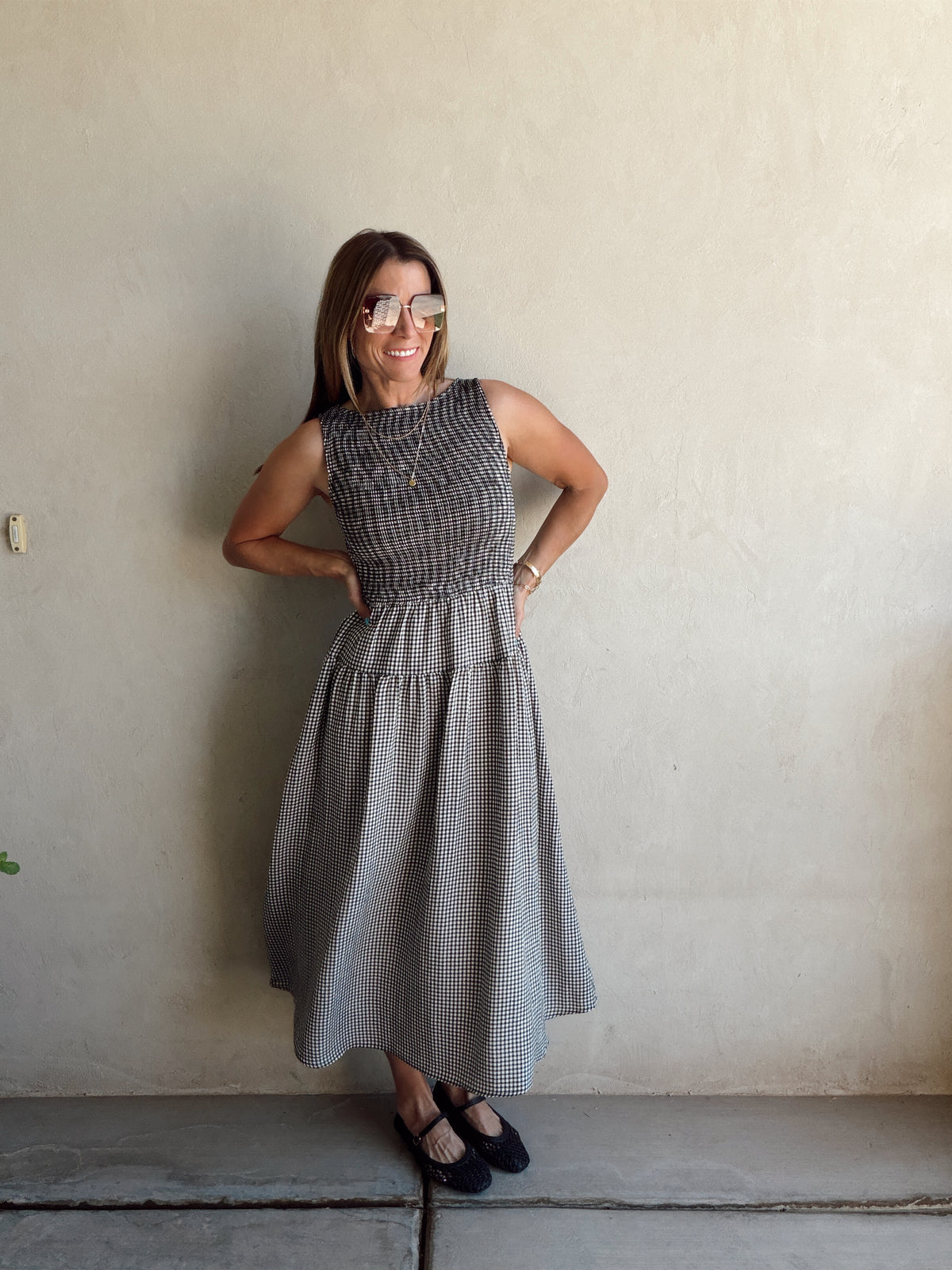 Denise Dress in Gingham Dress in Black & White