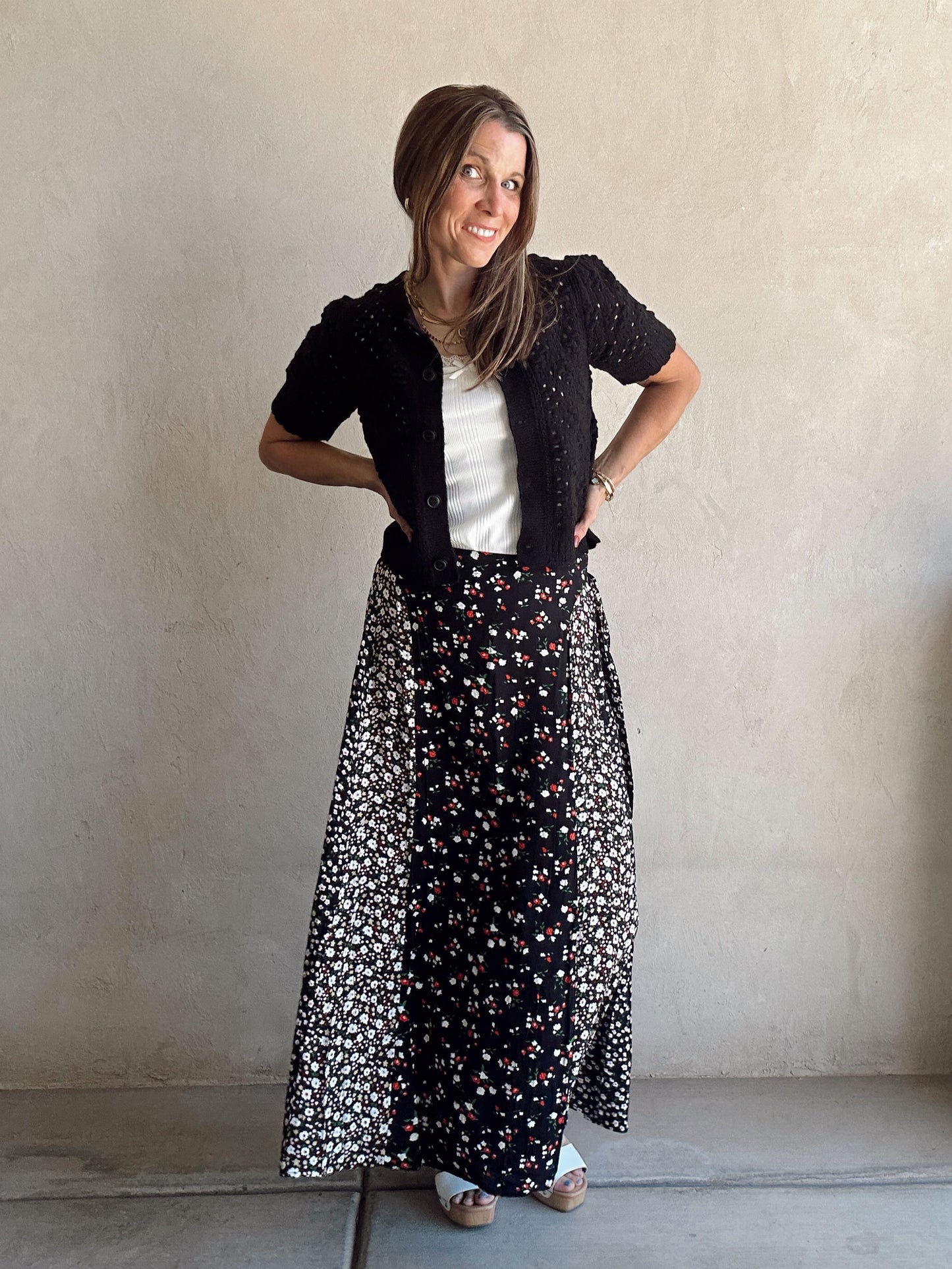 Randi Floral Skirt in Black