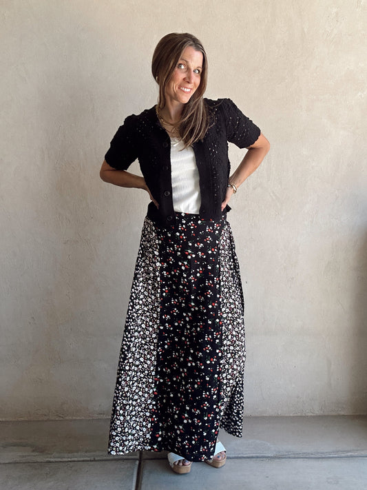 Randi Floral Skirt in Black