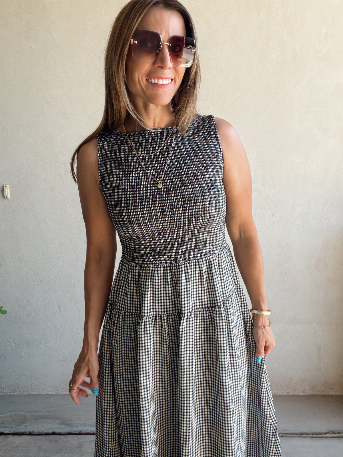 Denise Dress in Gingham Dress in Black & White